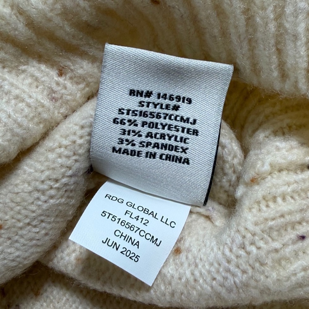 C&C California Sweater XL NWT Beige Speckled Collared V Neck Relaxed Kni - Picture 7 of 7